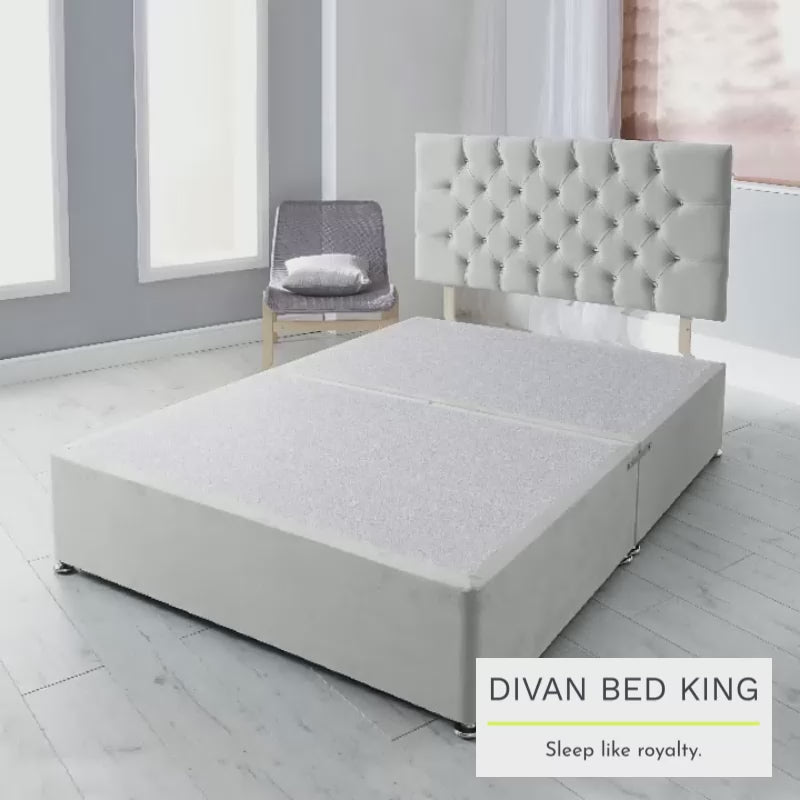 Hermes Reinforced Divan Bed Base with Button Headboard