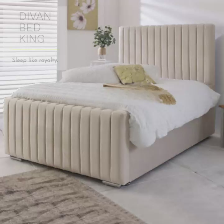 Lysander Stripe Luxury Upholstered Bed Frame