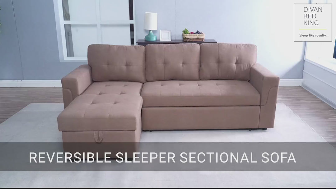 Sarai Black Leather 4 Seater Ottoman Storage Corner L Shape Sofa Bed with Pull-Out Trundle
