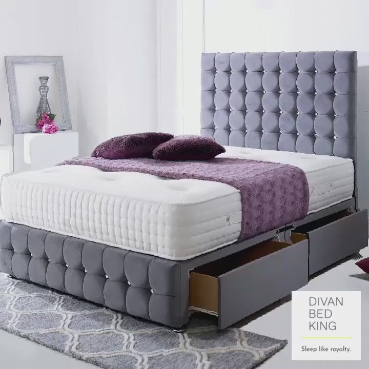 Valencia Divan Bed Set with Tall Button Headboard and Footboard