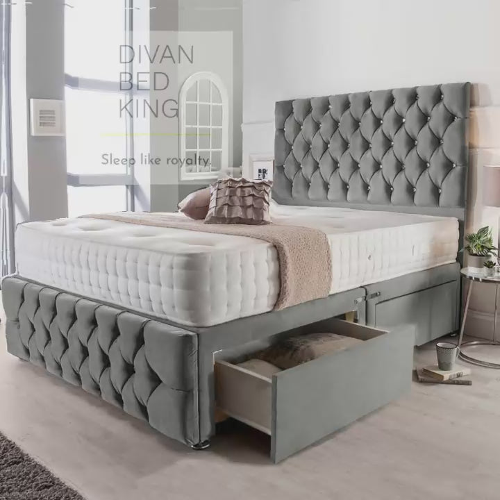 Sinclair Divan Bed Set with Tall Button Headboard and Footboard